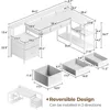 L Shaped Desk with File Drawers, 64" Home Office Desk with Power Outlet & LED Lights, 3