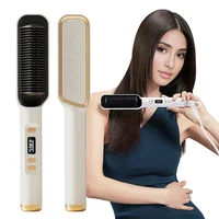 Electric Heating Straight Comb Double Use LCD Electric Hair Straightener Curler Anti-Scalding Styling Tool Straightening Brush 1