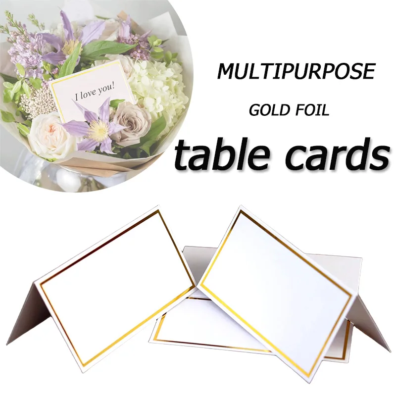 Gold Foil Cardboard Table Name Cards for Wedding Guests