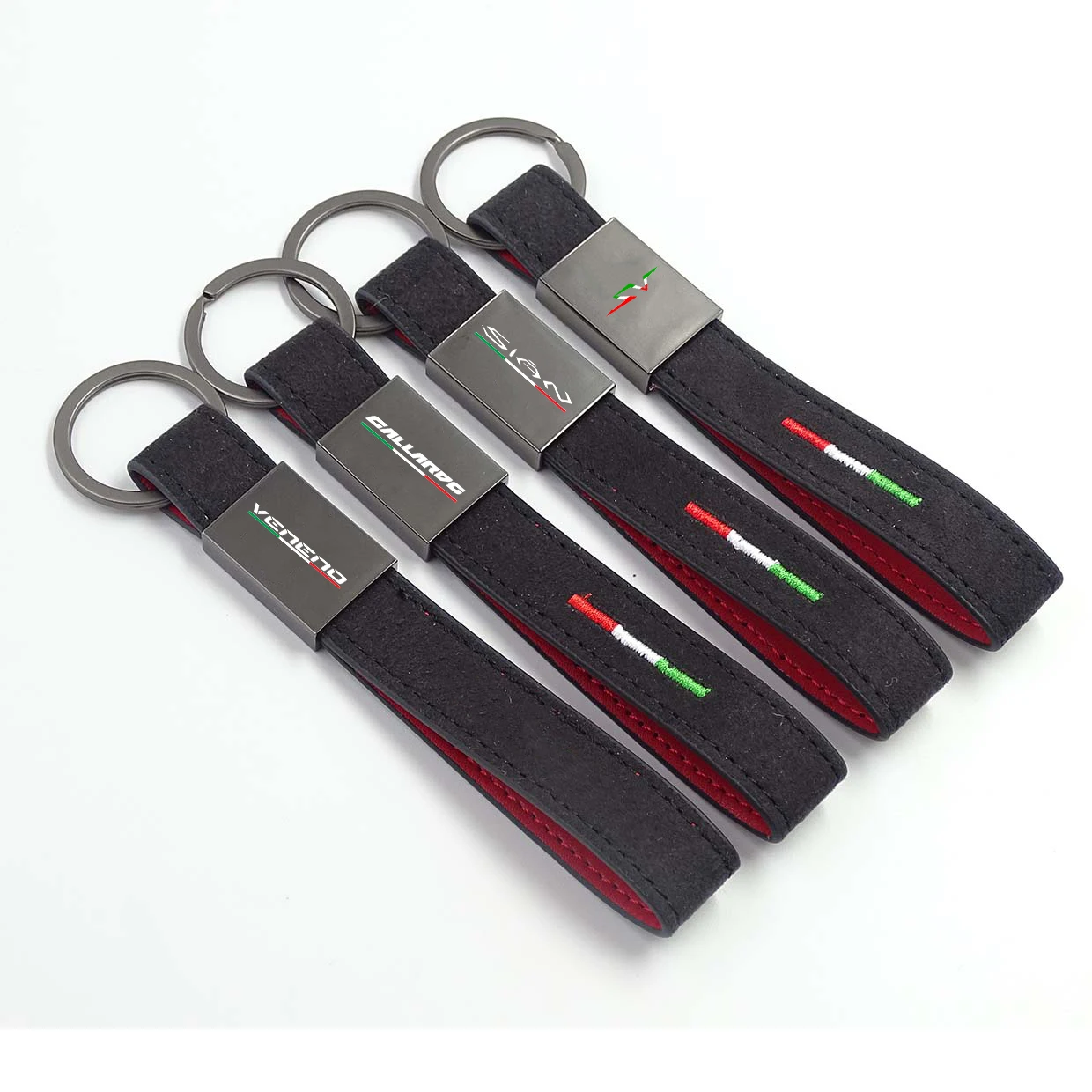 Per Alcantara Portachiavi In Pelle Italia Bandiera Ricamo Auto Portachiavi Per Lamborghini Sesto Elimento Sian Spyder Urus Veneno Targa