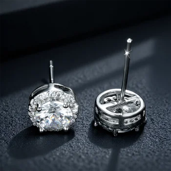 White Zircon 6mm Round Stone Small Stud Earrings For Women Fashion Crystal Silver Color Wedding Earring Versatile Jewelry Gifts