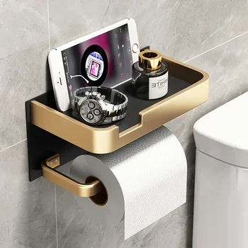 black and gold toilet paper holder