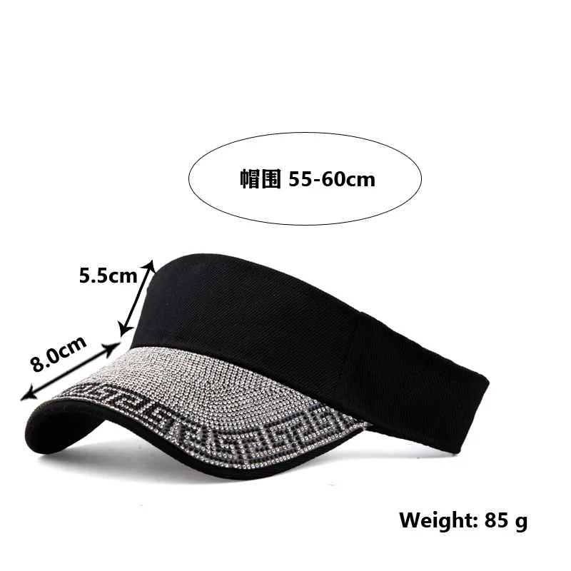 Spring and Summer Women's Diamond Inlaid Hollow Hat Fashion Net Red Sunshade Hat Sun Visor Cap