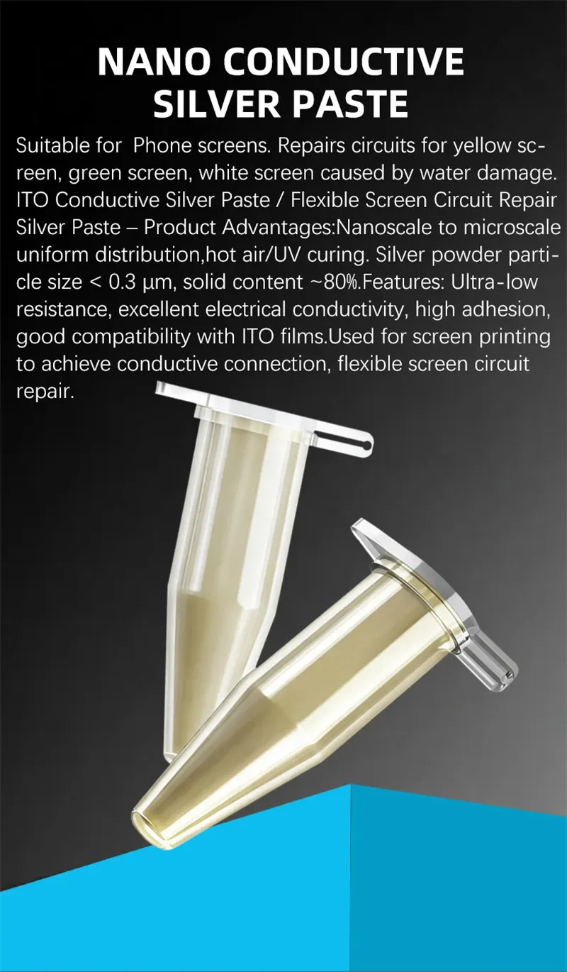 MaAnt M100 Flywire Leitfähige Nano-Silberpaste für Handy-Bildschirm, grüne/gelbe Linienreparatur, geringe Widerstands-Silberpaste – Detail 3