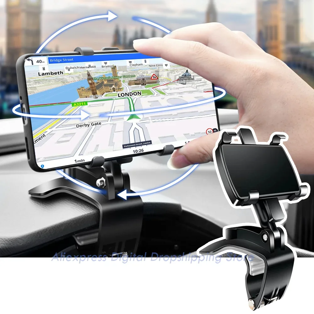 Soporte Universal De Telefono Para Salpicadero De Coche, Montaje Facil Con Clip, Pantalla Gps, Soporte Frontal Para Iphone,