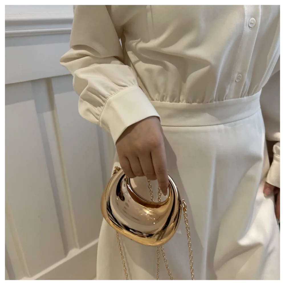 Mini Golden Evening Bag Purses and Handbags Luxury Designer Shoulder Bags Funny Shape Party Wedding Acrylic Shiny Clutch Purse