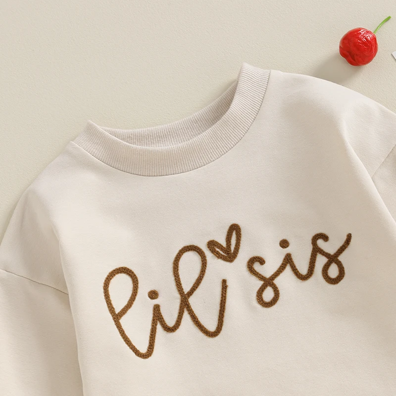 2023-08-15 Lioraitiin0-18M Sister Matching Romper Outfits Letter Print Long Sleeve Round Neck Sweatshirt Toddler Fall Clothes 5