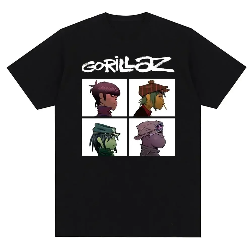 Musik Band Gorillaz Punk Rock Print T Shirt 90er Jahre Casual Fashion Kurzarm Urban Style Bedrucktes T-Shirt Fashion Statement Shirt – Detail 4