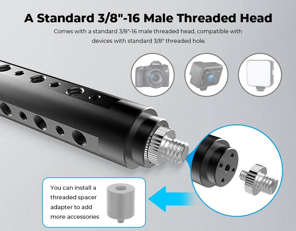 Handheld Camera Handle Grip Stabilizer With 3/8" Thread Head For GoPro Sony Cano