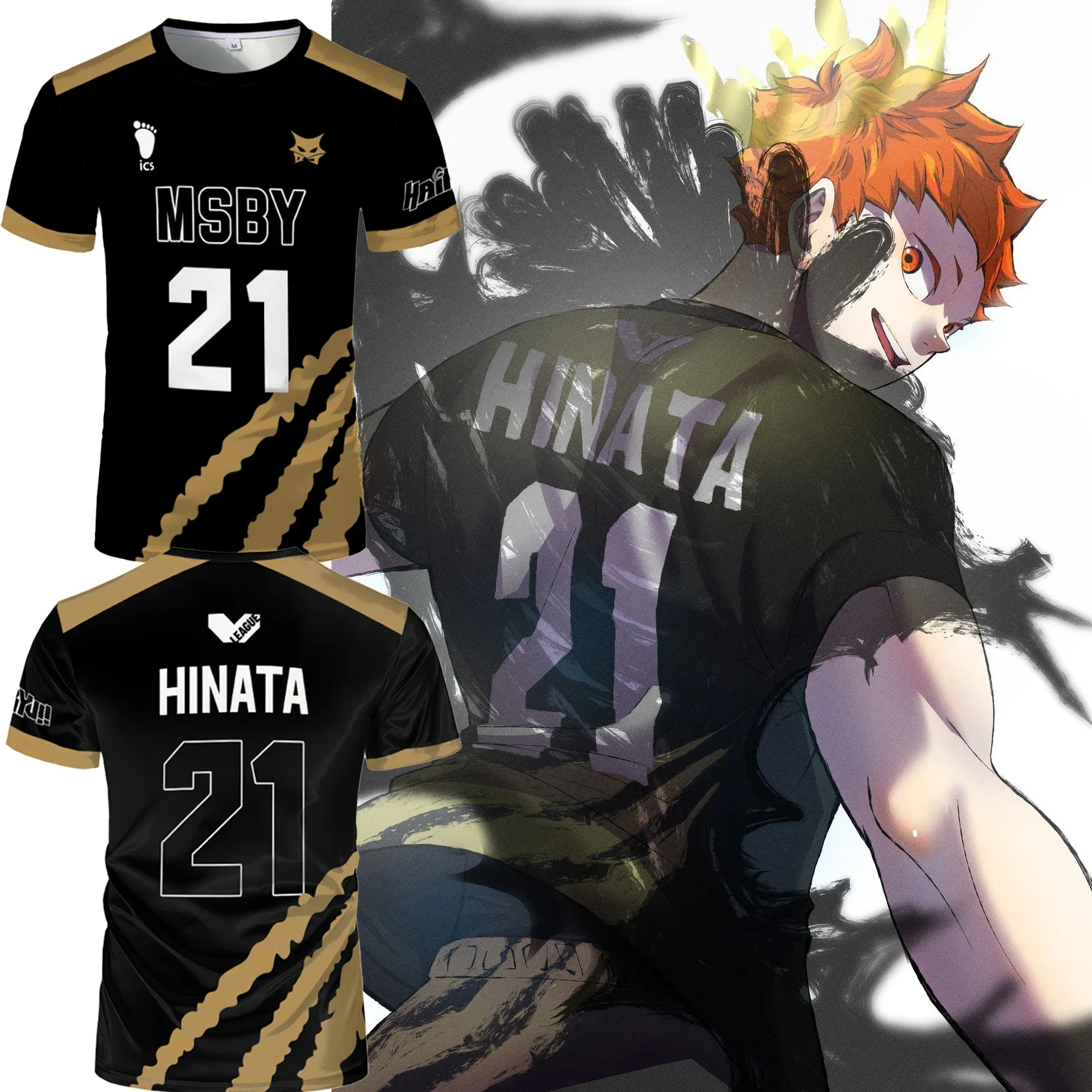 Haikyuu MSBY Anime T-shirt Men, Hinata Shayo Black Jackal T