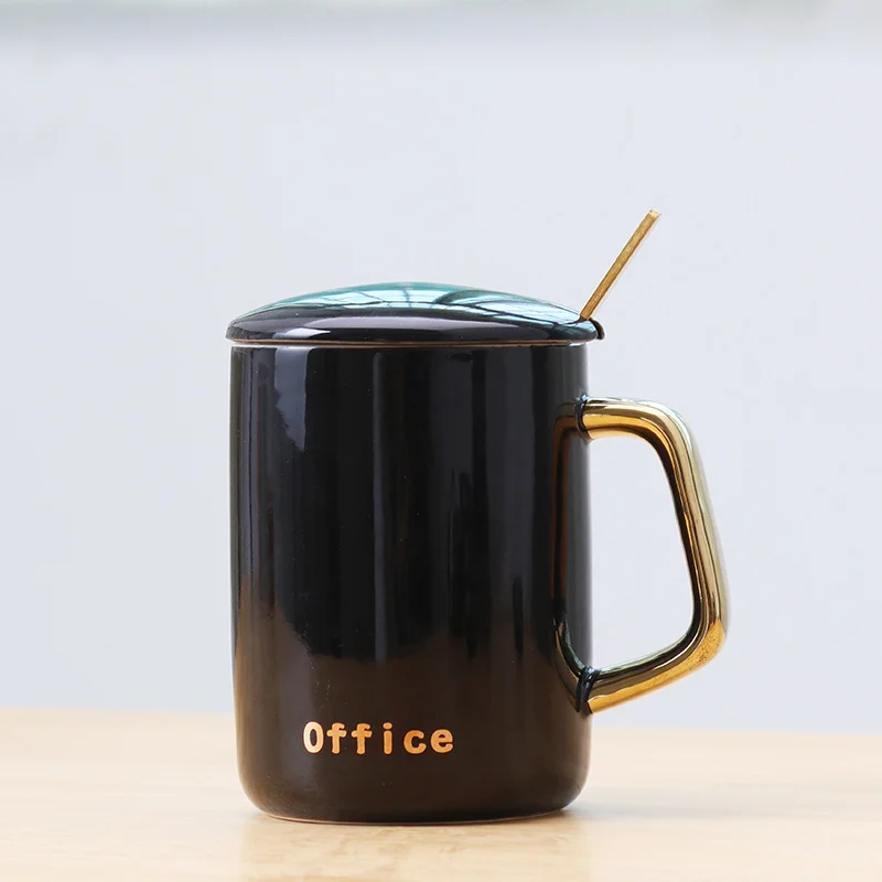 

European Simple Ceramic Cup Creative Mug Home Gold-plated Gold Handle Lovers Pair Cup Coffee Cup Gift Custom Logo