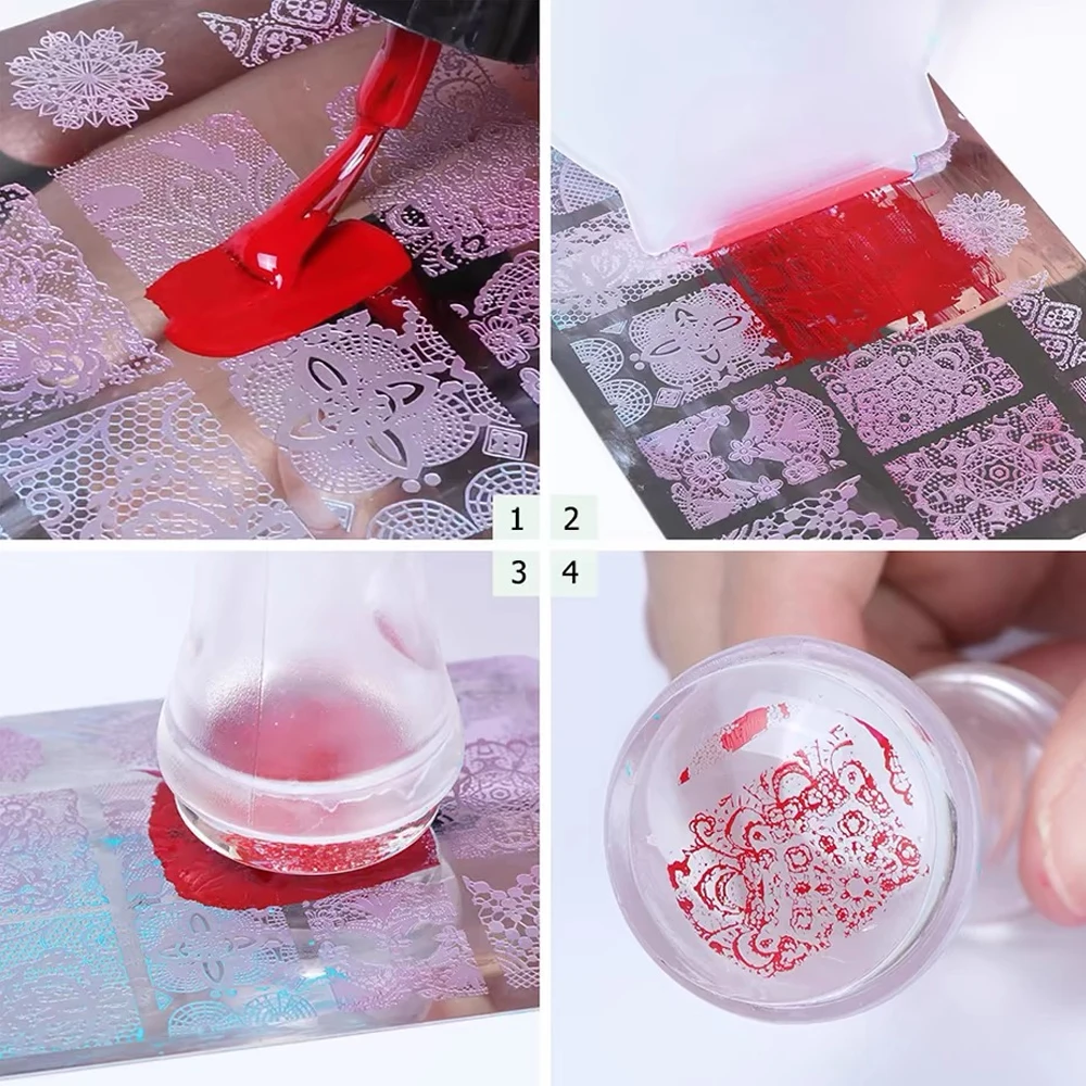 1Pcs 기하학적 스트라이프 라인 네일 스탬프 플레이트, 3D 호박 해골 패턴 스탬핑 스틸 몰드 DIY 매니큐어 인쇄 플레이트 도구 *