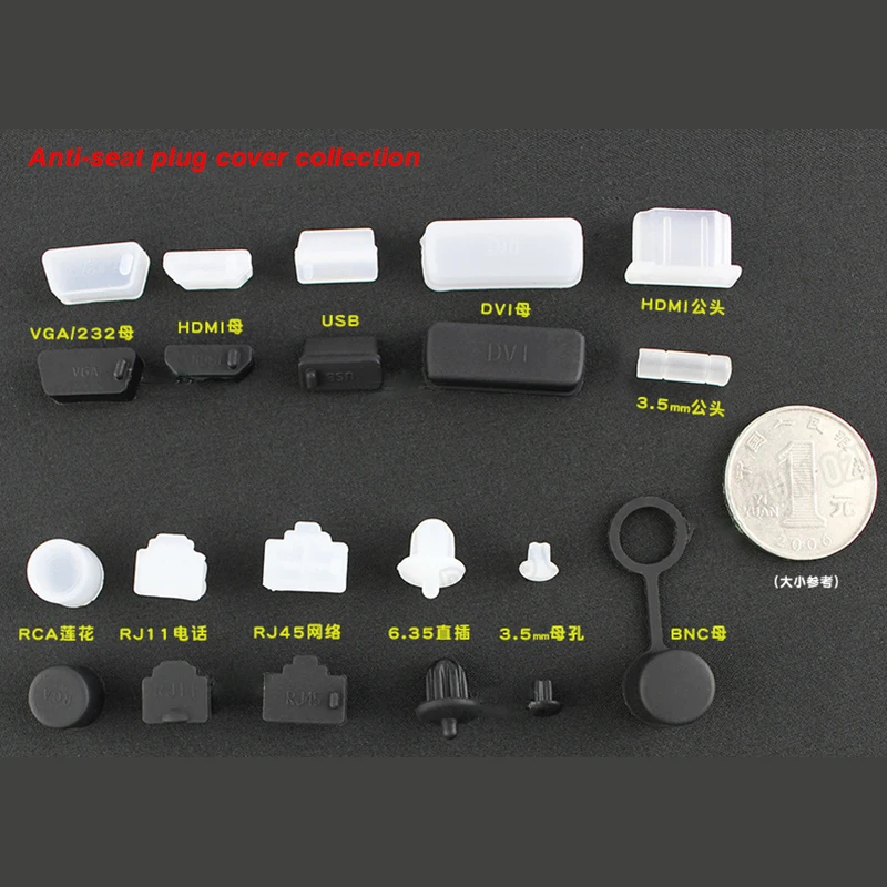 Пылезащитная заглушка для аудио и видео, 4 шт., мягкий силиконовый защитный чехол, разъем VGA BNC USB 3,5/6,35 RCA RJ45 RJ11, пылезащитная заглушка для сетевых данных Пылезащитная заглушка для аудио и видео, 4 шт., мягкий силиконовый защитный чехол, разъем VGA BNC USB 3,5/6,35 RCA RJ45 RJ11, пылезащитная заглушка для сетевых данных