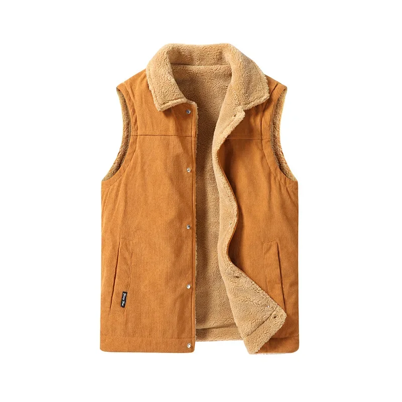 Plus Size Fleece-Lined Warm Shoulder Vest For Men Casual Cross-Border Outdoor Sheep Velvet Sleeveless Home Jacket mens vest