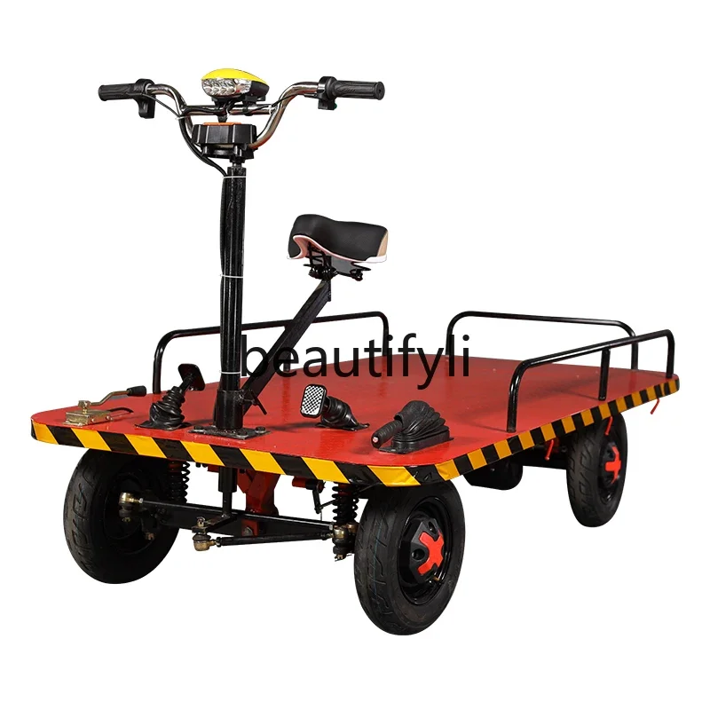 Electric four-wheeled flatbed truck, truck, cargo load king, warehouse logistics orchard transporter can ride upside down