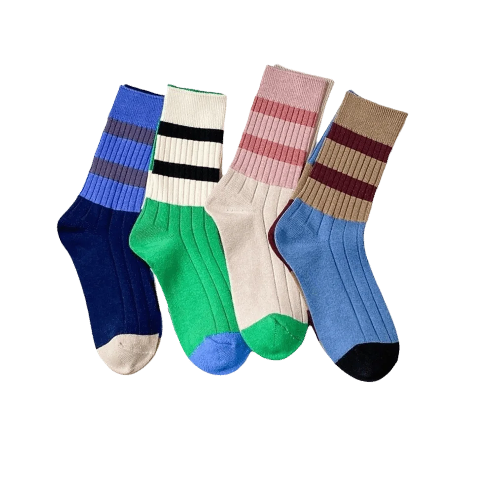Cotton Stripes Soft Long Socks for Women