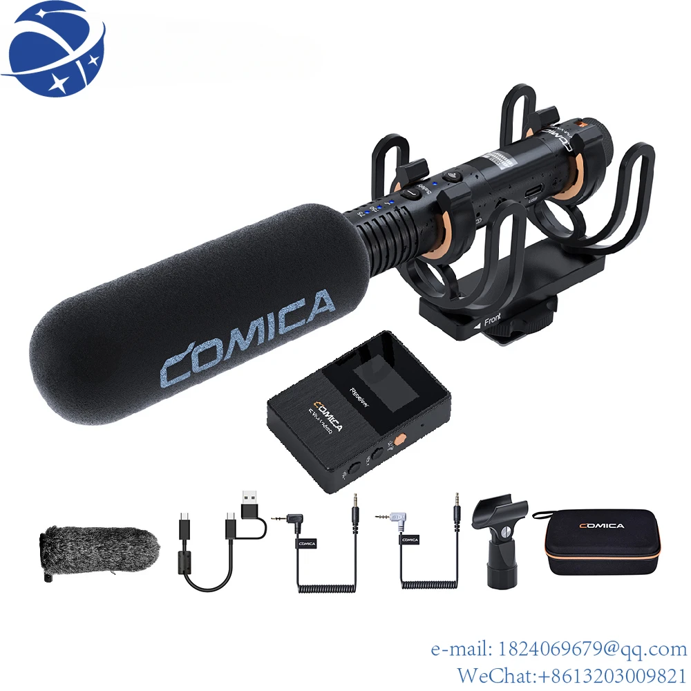 

YUN YIComica CVM-VM30 2,4G беспроводной микрофон, суперкардиоидный микрофон с противоударным креплением для цифровой зеркальной камеры/смартфона/ПК