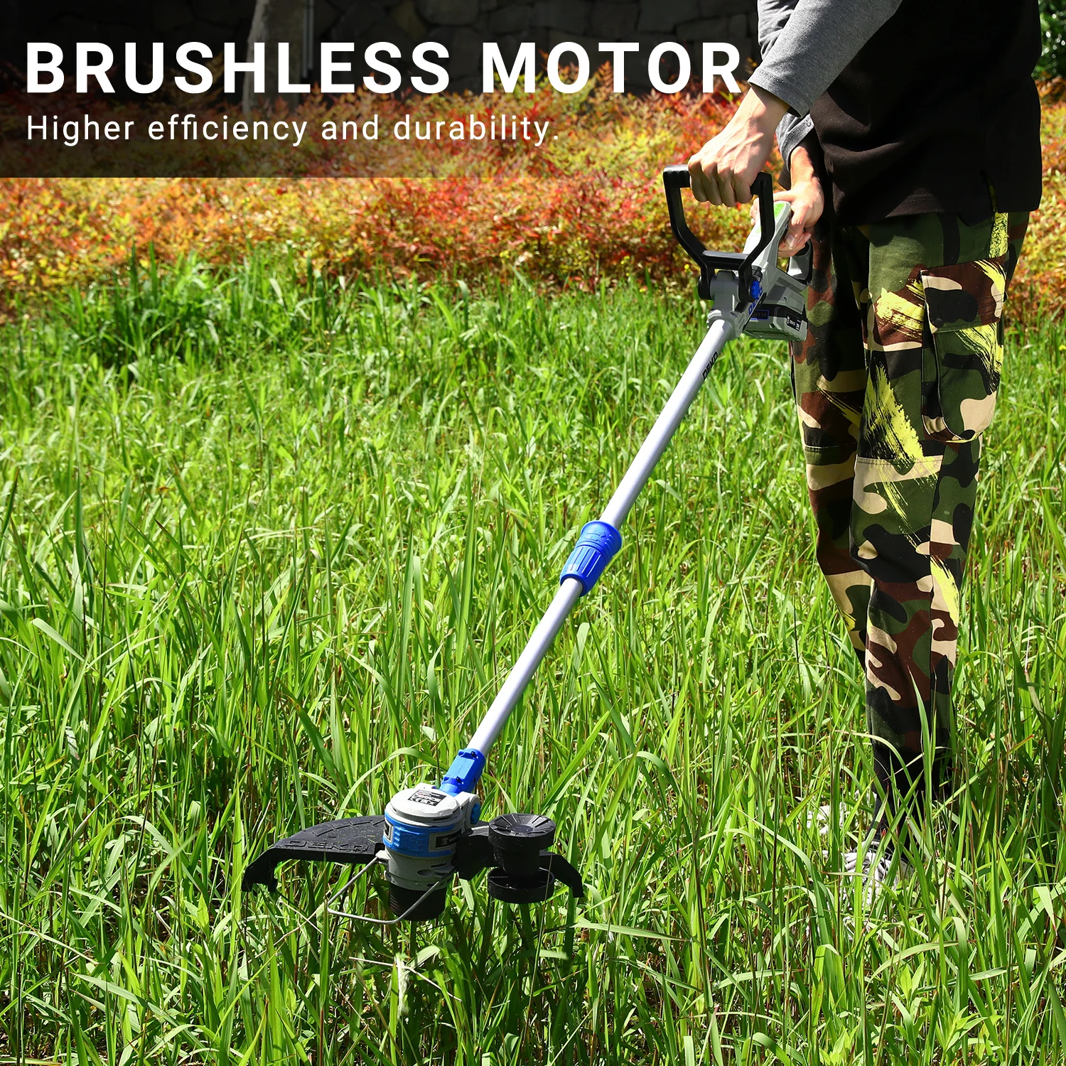 2 in 1 Battery Powered Brushcutter 20V 30 cm With 2 Batteries For Lawns Gardens Meadows DEKOPRO