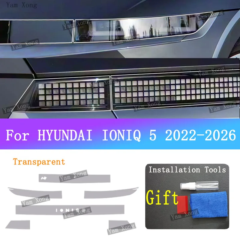 Per HYUNDAI IONIQ 5 Auto Esterno Coda Lampada Anteriore Nero Pellicola Protettiva Luce Anteriore Trasparente Pellicola Antigraffio Posteriore Pellicola DORATA - Image 4