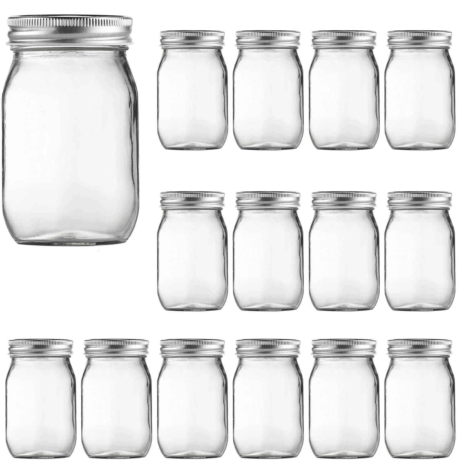 4pcs 450ml Glass Regular Mouth Mason Jars for Meal Prep, Food Storage,Canning,  Drinking, Jelly, Dry Food, Spices, Salads, Yogurt - AliExpress