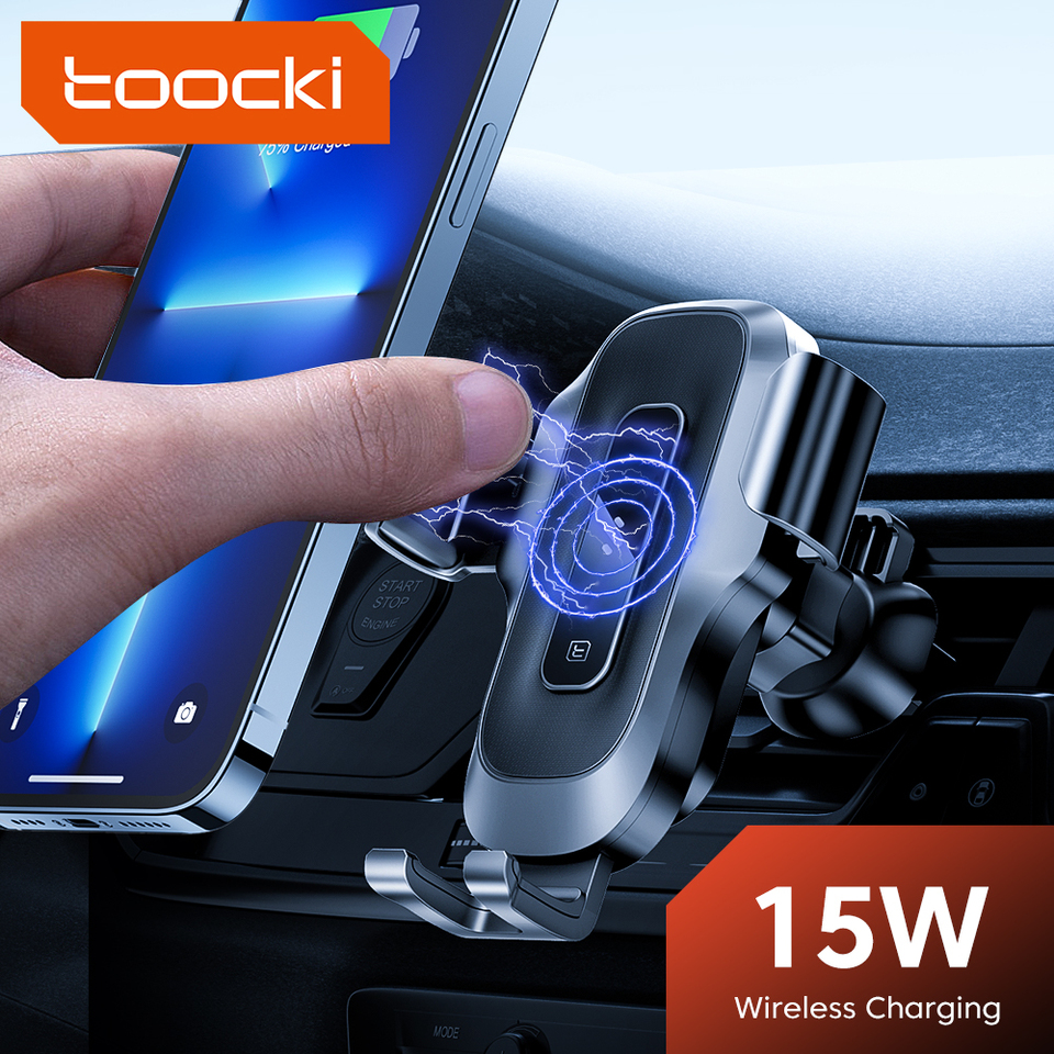 Toocki Automatic 15W Car Phone Holder Wireless Charger Car Mount Stand Air Vent Holder For iPhone Huawei Xiaomi Samsung S22 21