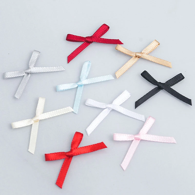 100pcs Ribbon Bows Small Size Satin Ribbon Bow Flower Craft Decoration Handwork DIY Party Decoration Tie Gift Packaging Supplies Ribbon Decoration Satin Ribbons Ribbon Supplies Satin Ribbon