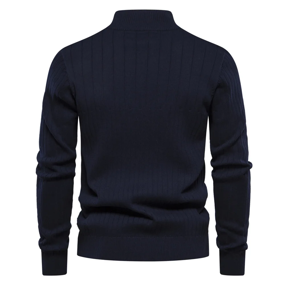 2024 New Autumn and Winter European Size Stand Collar Men's Sweater Half Zipper Solid Color Sweater High Quality Pullover 5