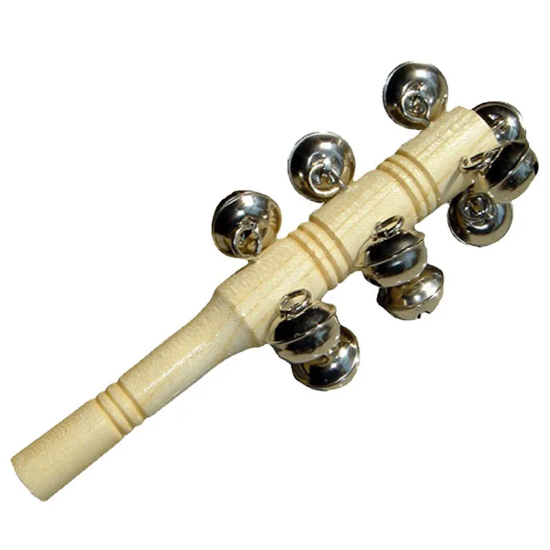Wooden Handle Shaker with Metal Bell and Steel Ball, Orff Instruments for 4-6 Years Old, Early Education, Music Ringing