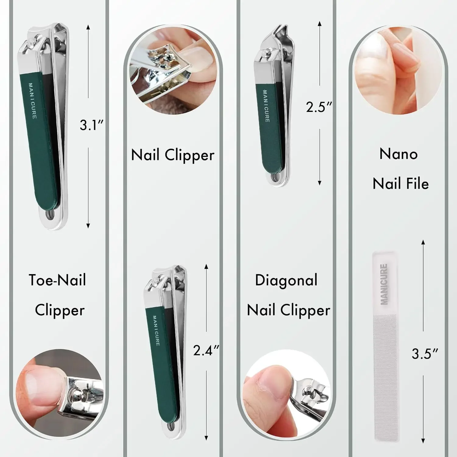 Nail Clippers Kit Professional Men/Women 4 Pcs，Manicure Set Stainless Steel Nail Clipper,Travel Manicure Grooming Kit Nail Clipp