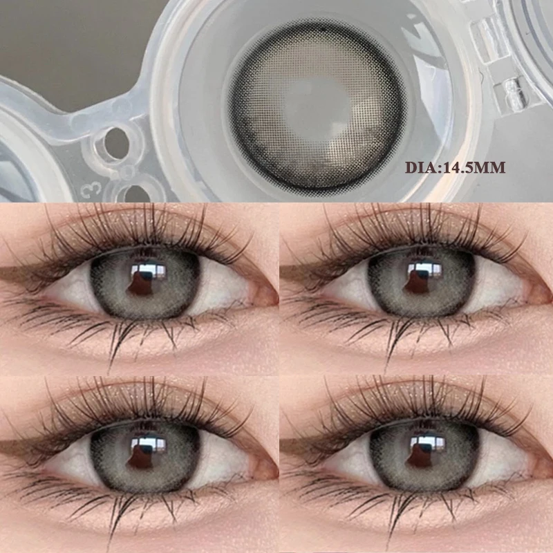 YIMEIXI 2Pcs Colored Contact Soft Green Lenses Large Diameter 14.5mm Prescription Myopia-0.00to-8.00 Makeup Beautiful Pupils