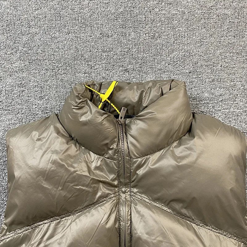Winter Warm Casual Brown Apricot Down Vest Men Women 1:1 Best Quality Loose Outerwear Cost Sleeveless Outerwear Jacket