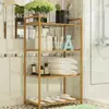Heavy Duty 4 Tier Bamboo Storage Shelf Organiser Bookshelf Kitchen Free Standing Storage Unit Plant Stand 4