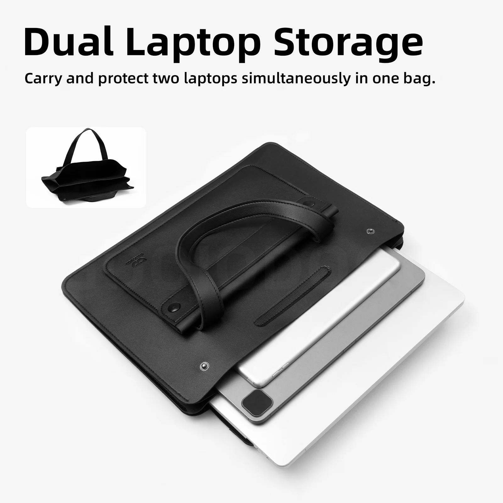 GOOJODOQ PU Leather Laptop Bag 13-16 Inch Water-Resistant