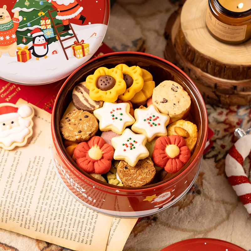 Pack De 8 Minilatas De Galletas Navideñas - Diseños De Papá Noel, Muñeco De Nieve, Etc., Hojalata, Tapa Hermética, Para Manualidades Y Regalos