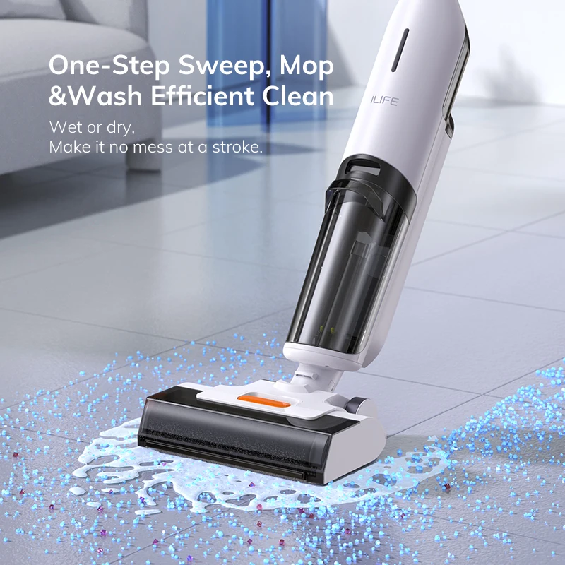 ILIFE W90 Cordless Wireless Wet Dry Smart Mop Washing , 5500Pa Suction, 1 Min Self Cleaning, Large Dual Water Tank 4