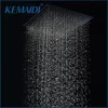 KEMAIDI Black Rainfall Shower Head High Pressure Square Stainless Steel Showerhead with Silicone Nozzle Ultra Thin Water Saving 1