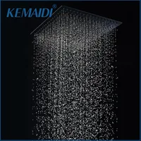 KEMAIDI Black Rainfall Shower Head High Pressure Square Stainless Steel Showerhead with Silicone Nozzle Ultra Thin Water Saving 1