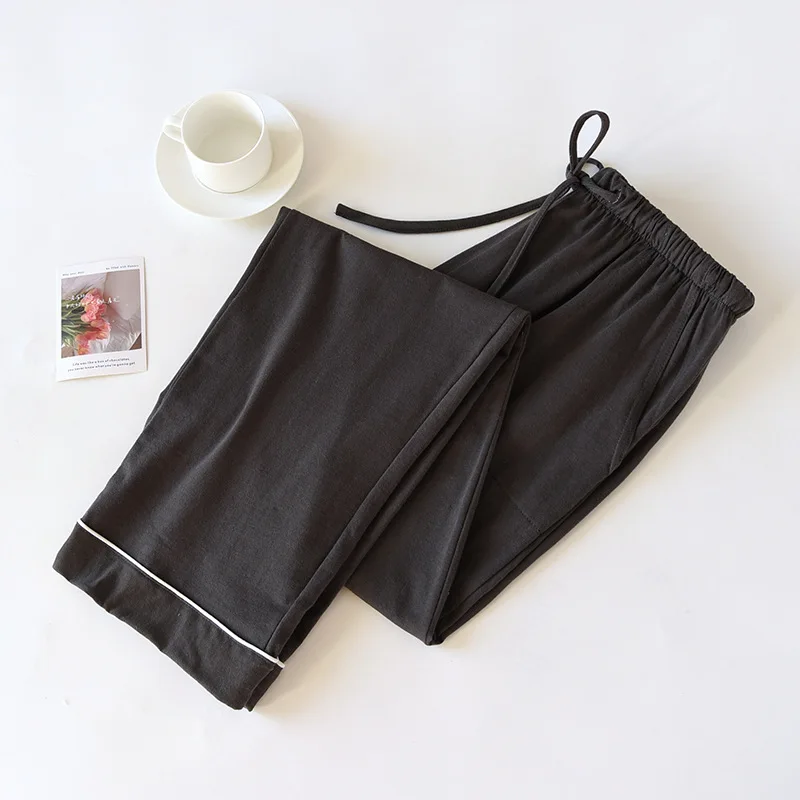 2024 Spring and Autumn New Couple Sleepwear 100% Cotton Knitted Large Men's and Women's Home Pants Solid Color Casual Pants