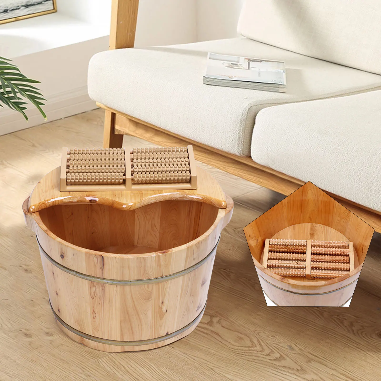 portable-foot-basin-wooden-bucket-foot-bath-massage-plus-cover-plate-and-massage-roller