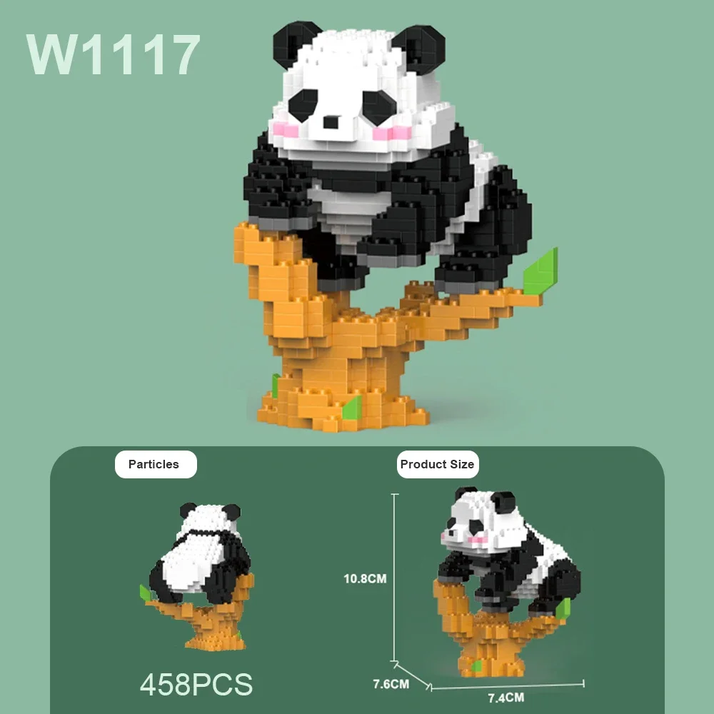 thumbnail image 1 of Lindos juegos de bloques de construcción de panda chino, juguetes educativos para ensamblar, ladrillos, mini animales, modelo MOC, regalo de cumpleaños de Navidad para niños, 1 of 5