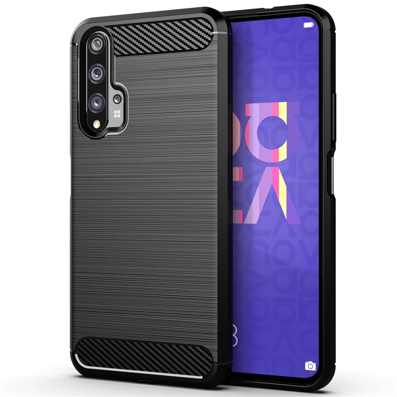 For Cover Huawei Nova 5T Case Hard Shockproof Bumper Carbon Fiber - Main Image