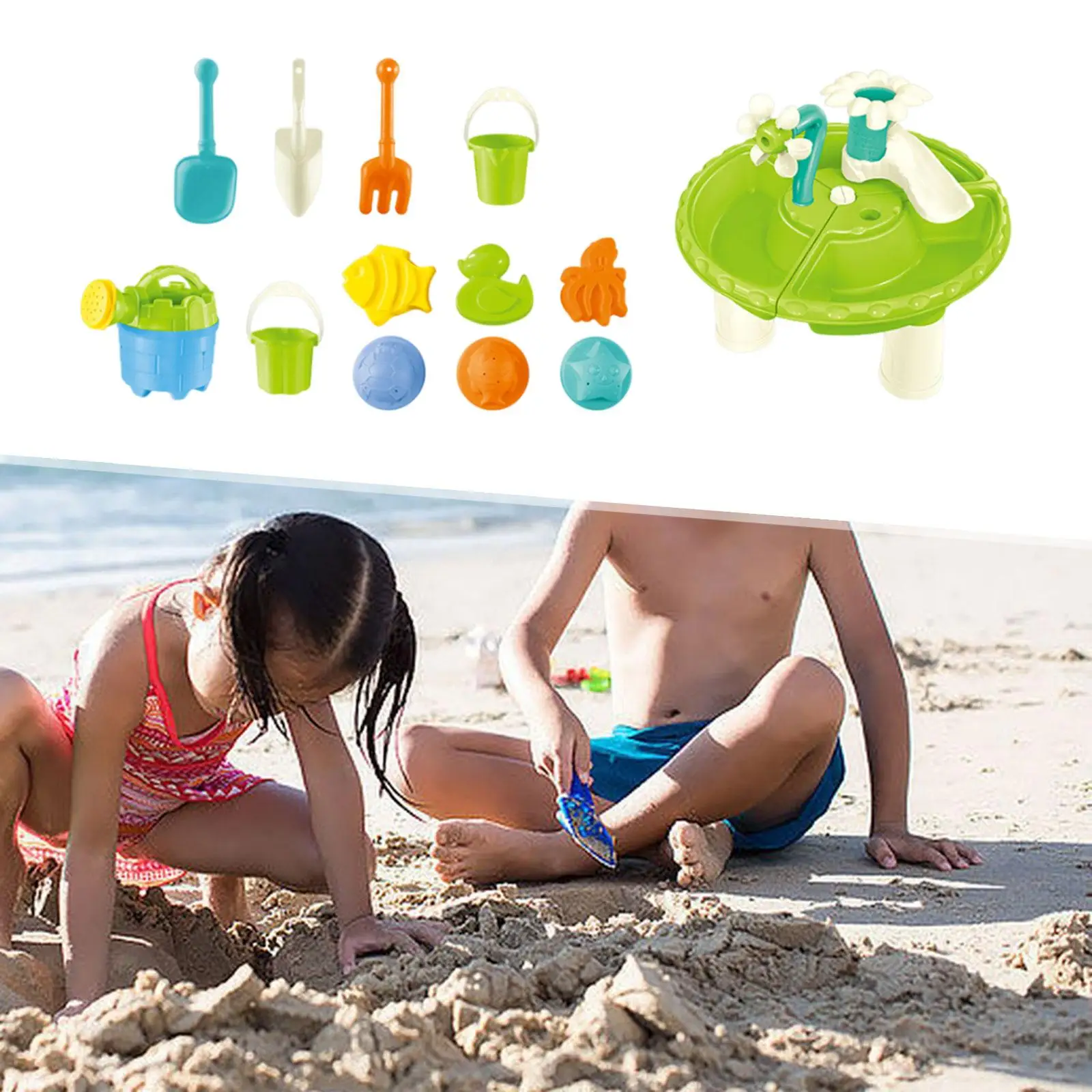 

13Pcs Kids Beach Summer Toys Sand and Water Table for Activity Backyard Boys Sand Beach Toys Kid Water Table with Tools