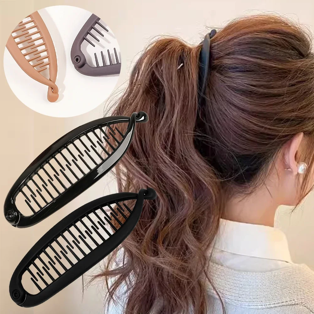 Matte Fish Shaped Hairpin Ponytail Banana Hair Clip Headband Women Hair Accessories