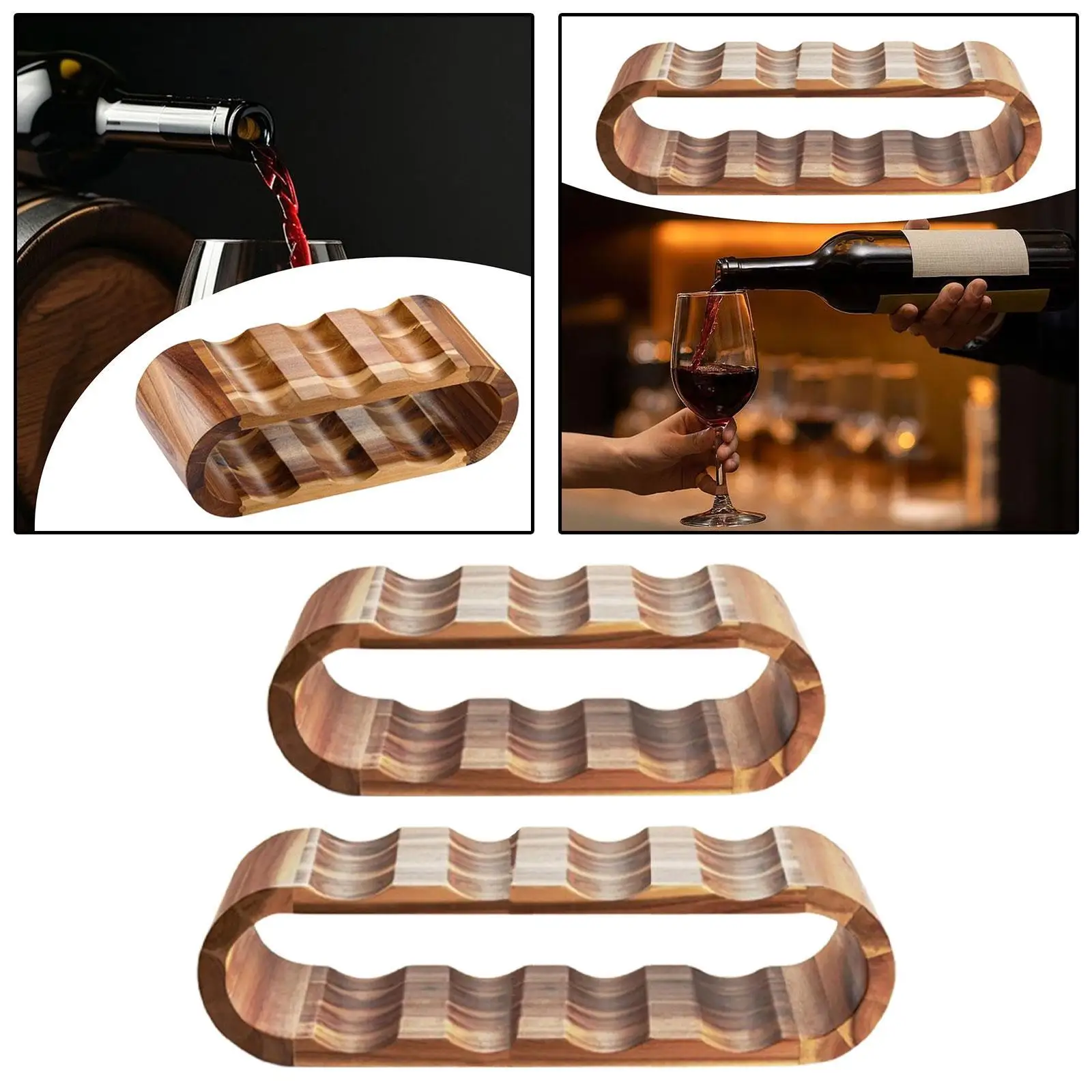 Wood Wine Rack Bottle Organizer Wine Cellar Storage Bracket Holder Wine Stand for Cabinet Countertop Bar Living Room Decoration