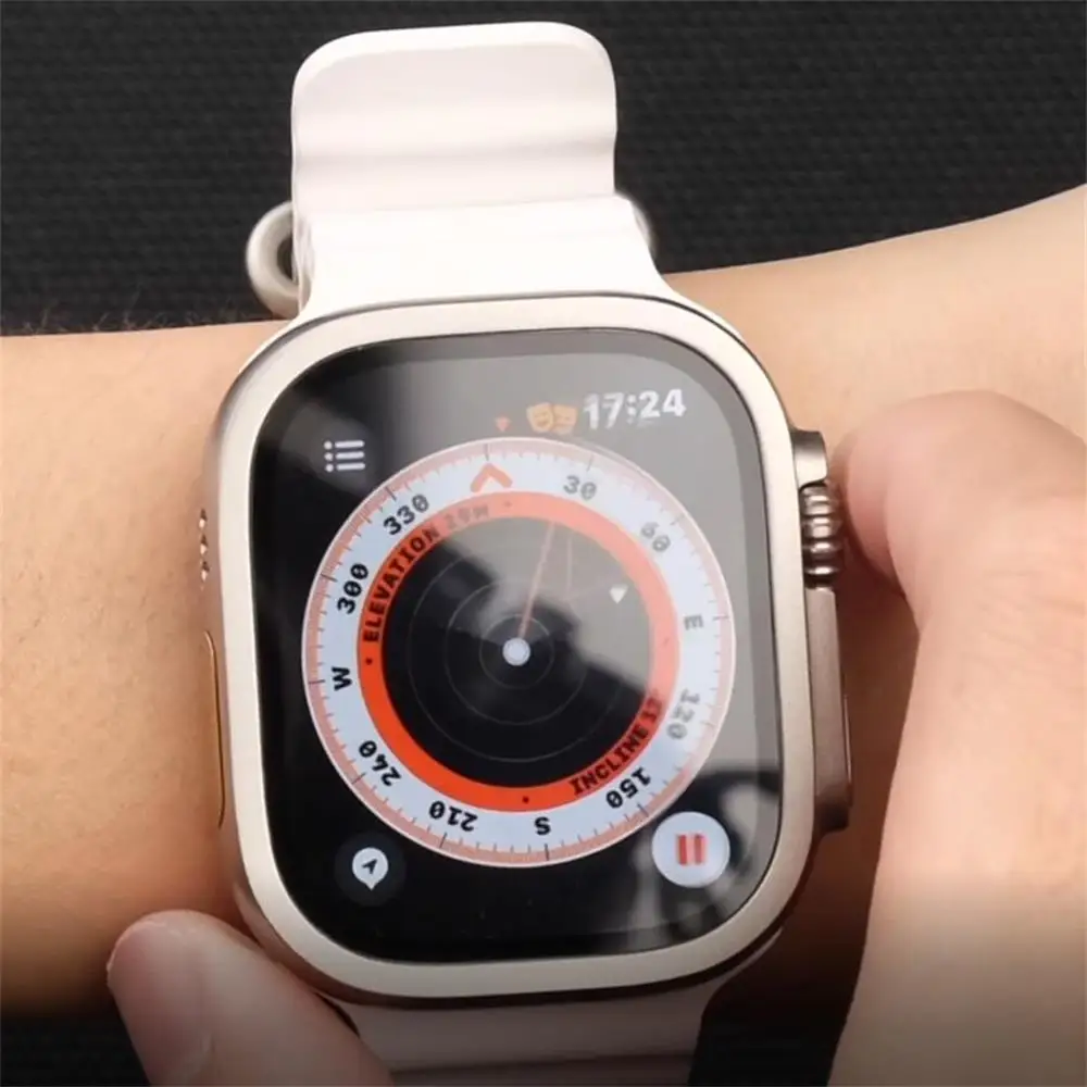 애플 워치용 금속 범퍼 및 강화 유리, 울트라 49mm 액세서리, 스크린 보호대, 스크래치 방지 HD 풀 필름, iWatch 울트라 49mm