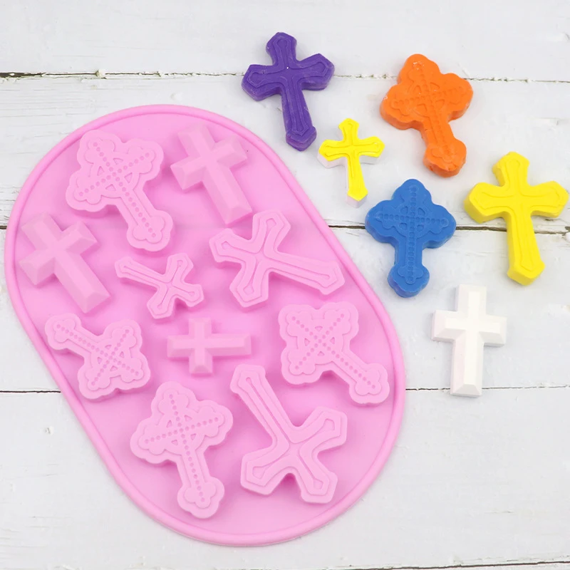 10 Hole Retro Cross Silicone Mold Chocolate Mold DIY Baking Handmade Biscuit Handmade Soap Making Aromatherapy Gypsum