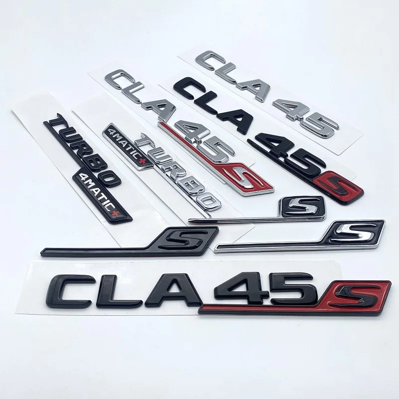 3D Black Silver Letters CLA45 CLA45S Turbo 4matic+ Emblem for