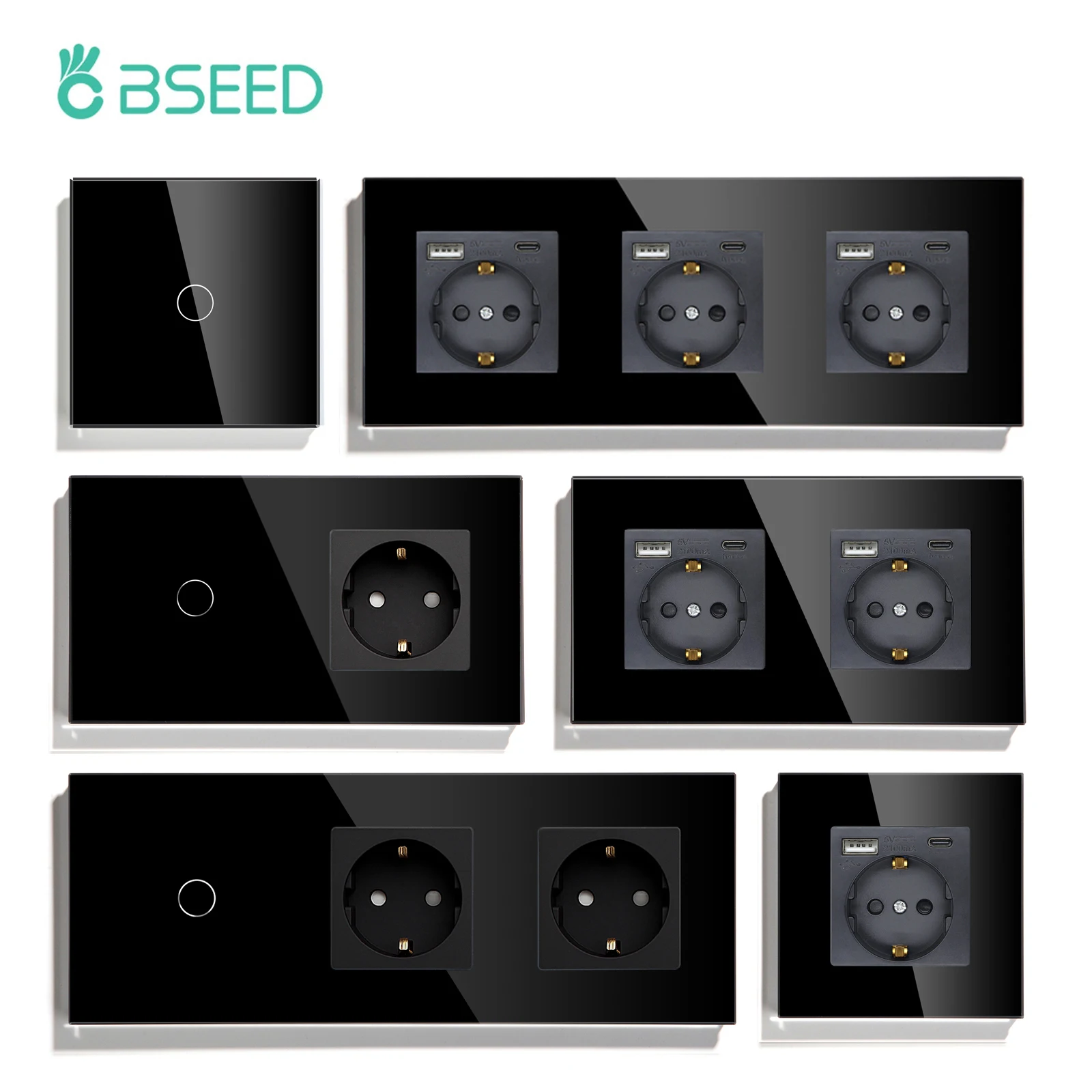 BSEED-enchufe de pared doble estándar europeo, Panel de cristal, enchufes  eléctricos para mejorar el hogar, 157mm, Blanco, Negro, oro - Historial de  precios y revisión, Vendedor de AliExpress - Bseed Store