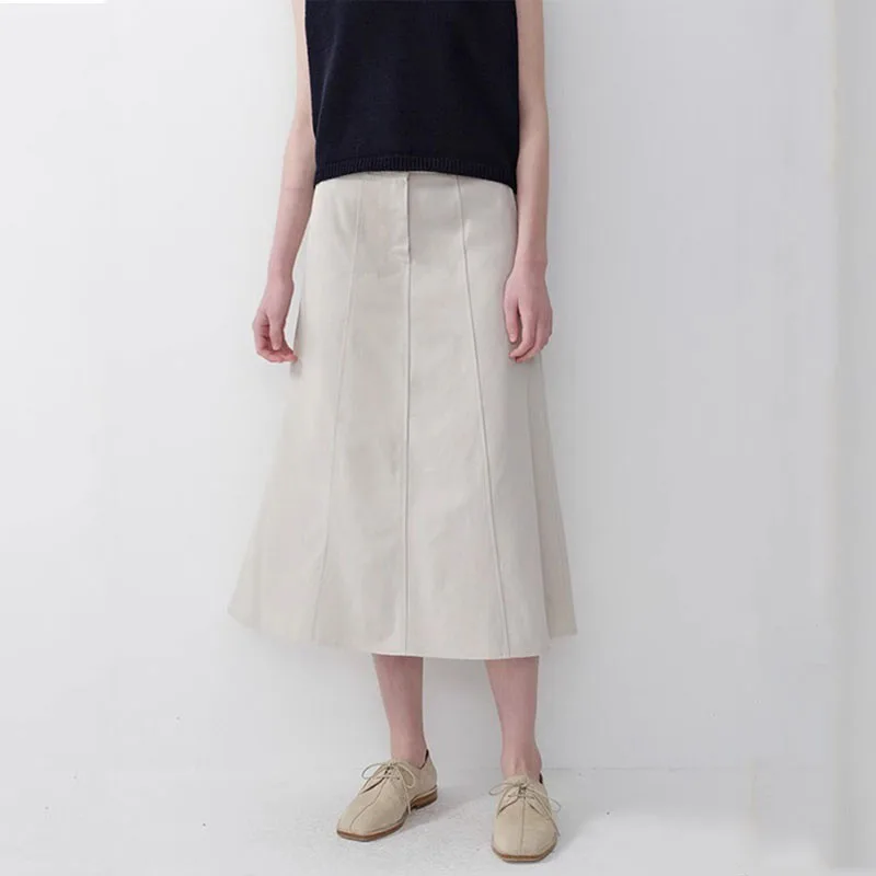

L0W CL@SS1C 24ss Ladies Casual Loose Half-body Skirts Women Cotton A-shape Fishtail Skirt Korean Style Y2k Skirt Streetwear