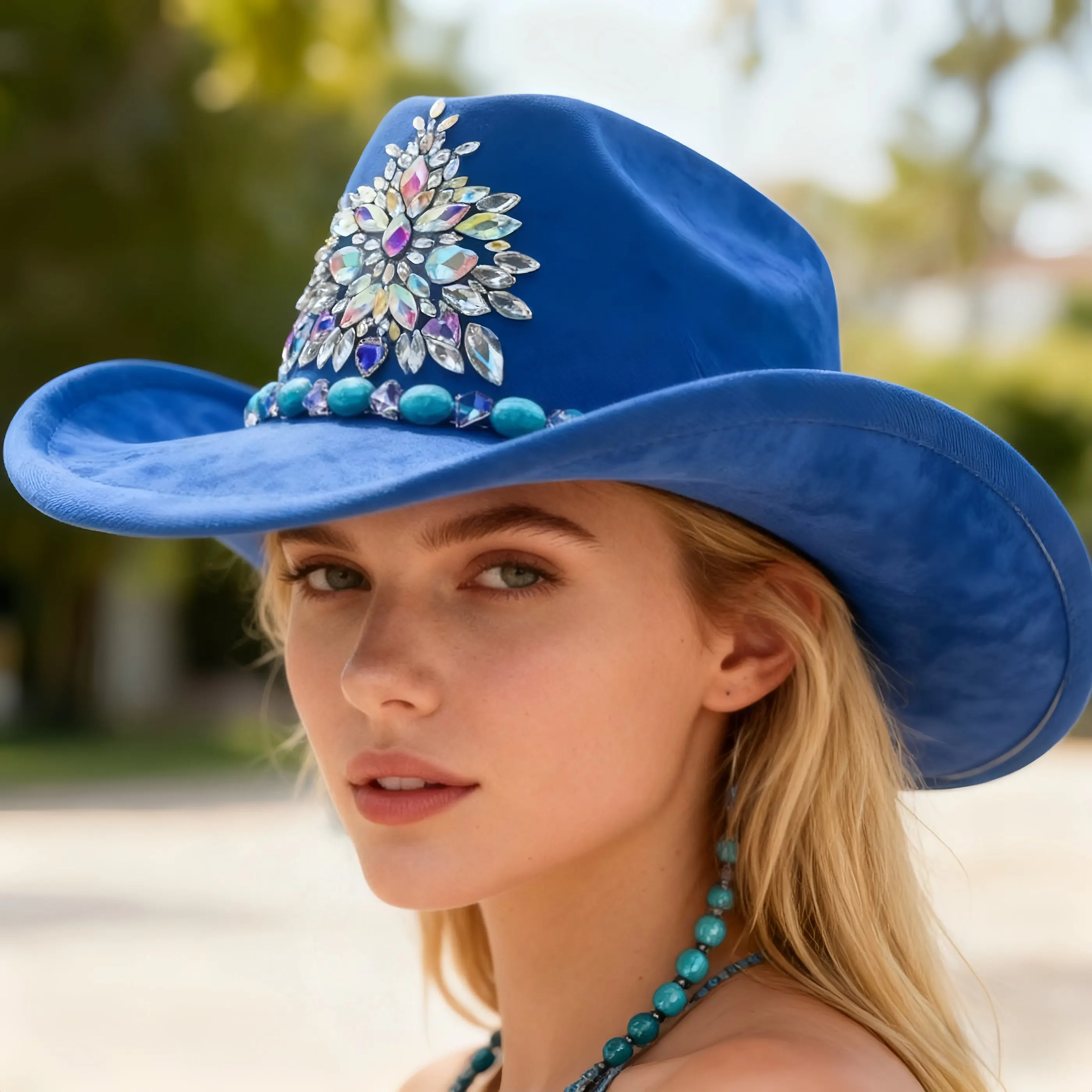 HongLuan Western Rot Luxus Cowboyhut Strass Frau für Cowgirl Kostüm, Cowboyhüte Damen & Cowboy Accessoires für Herren – Detail 14